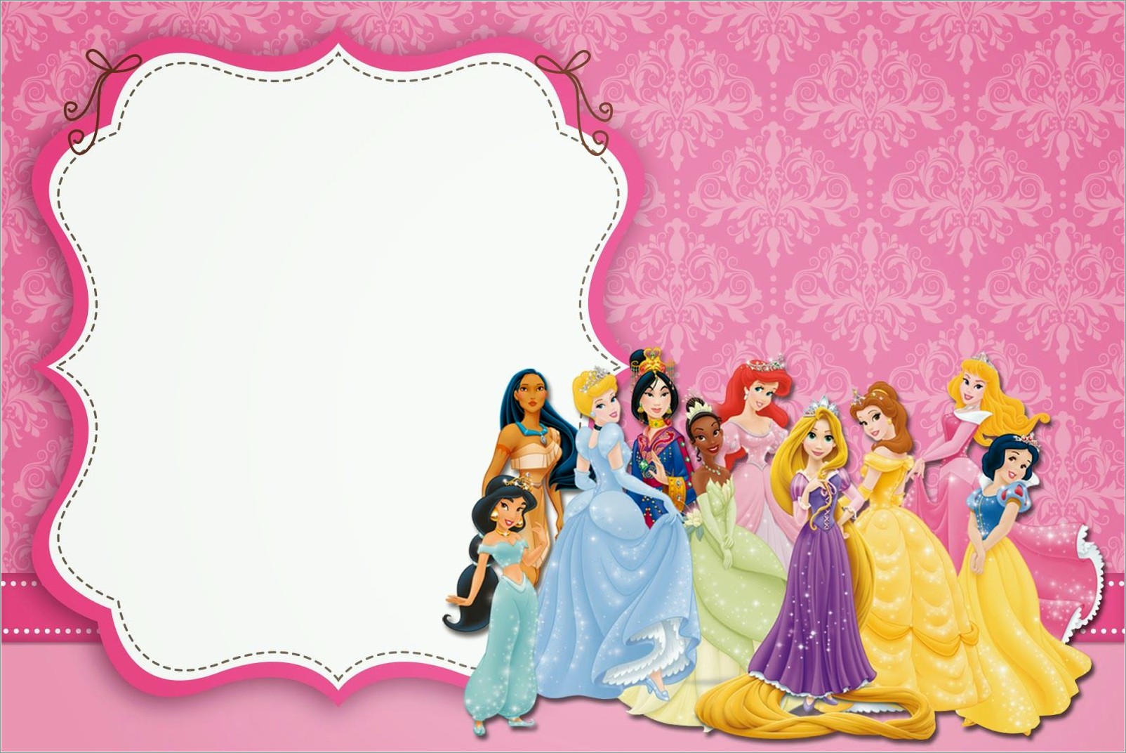 Blank Disney Princess Invitations