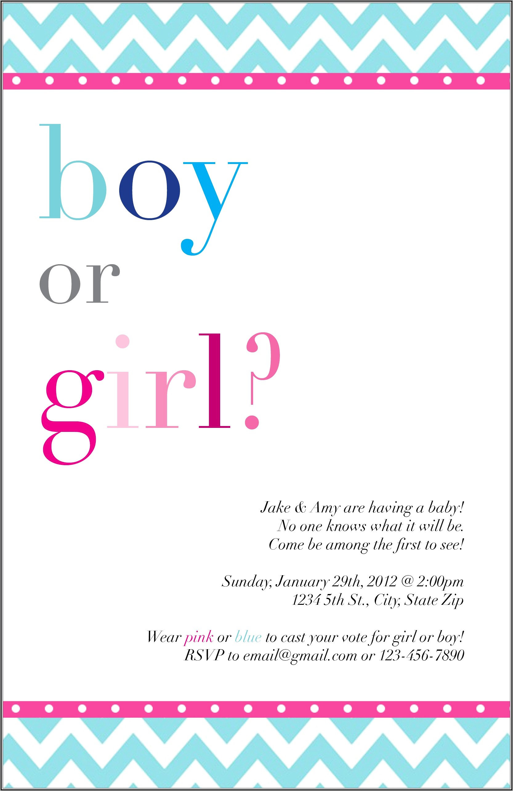 Blank Gender Reveal Invitation Template