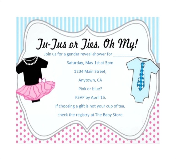 Blank Gender Reveal Invitations Wording