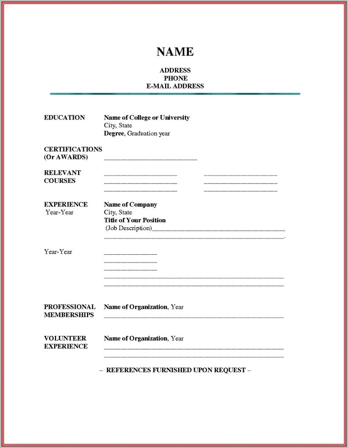 Blank Resume Format Download Doc