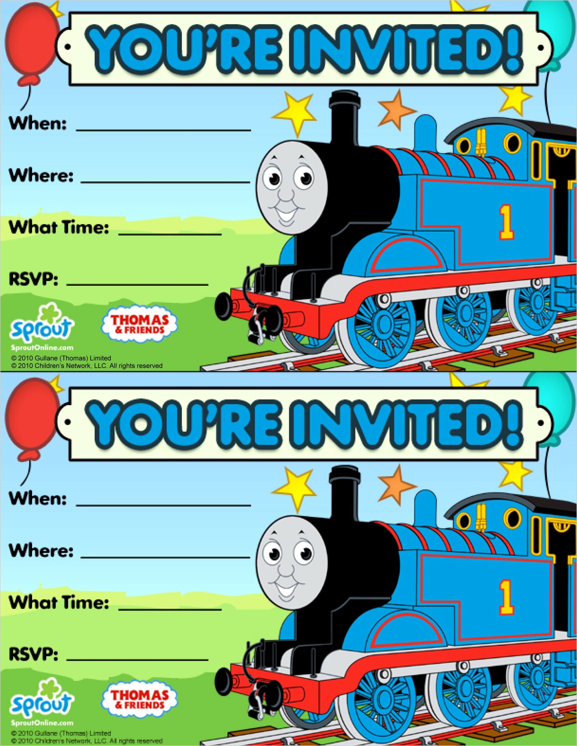 Blank Thomas The Train Invitations