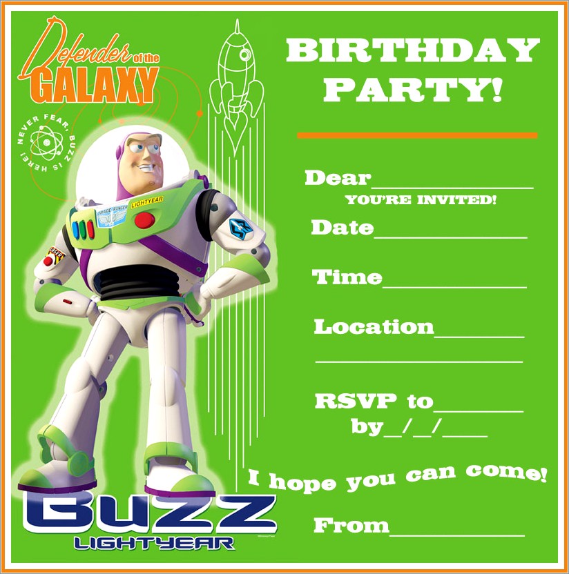 Blank Toy Story Birthday Invitations
