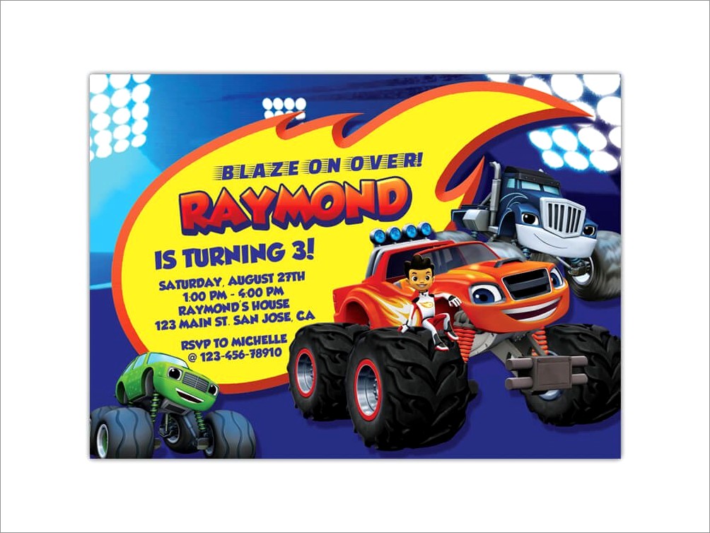 Blaze And The Monster Machines Invitations