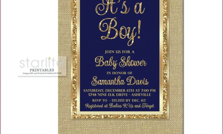 Blue And Gold Wedding Invitations