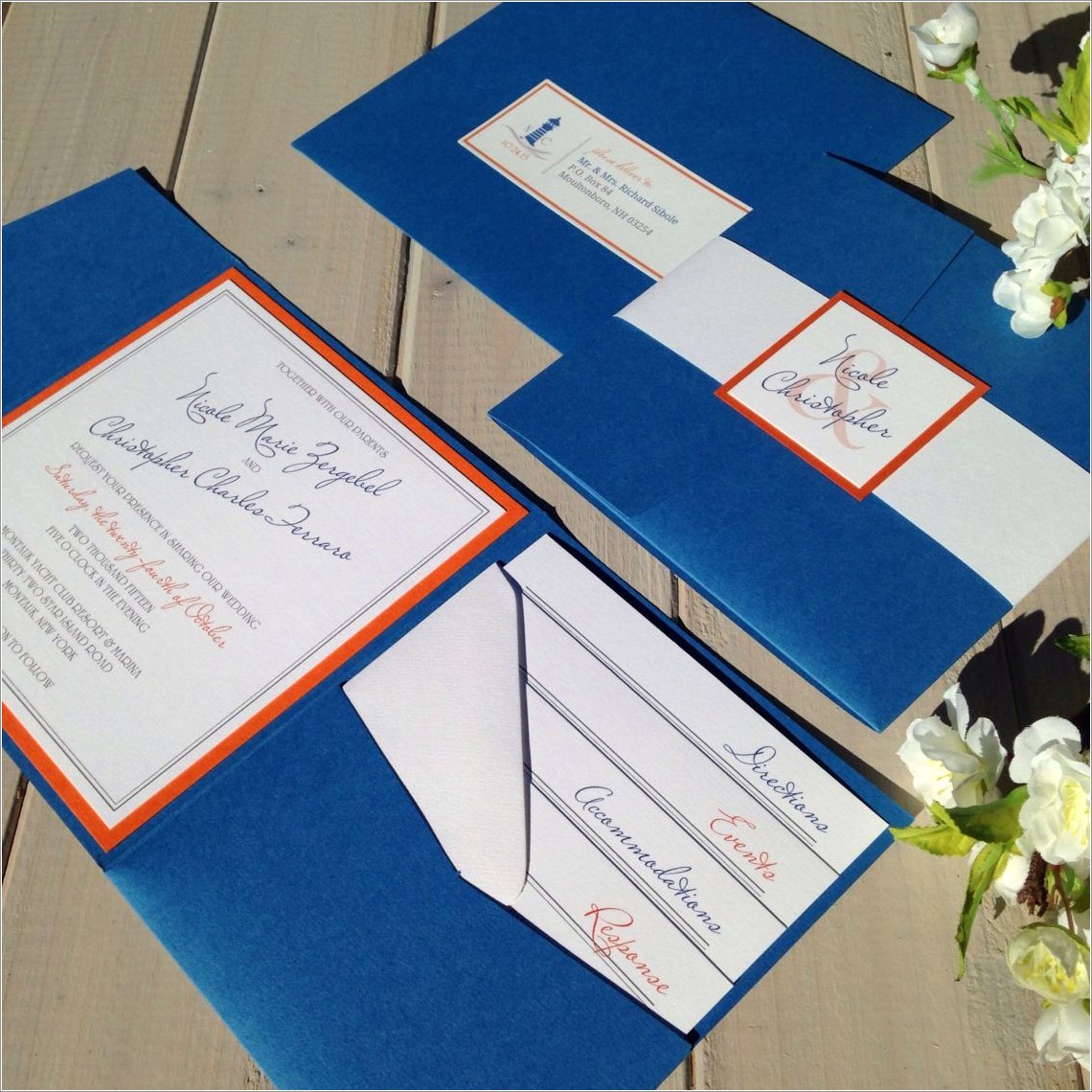 Blue And Orange Wedding Invitations