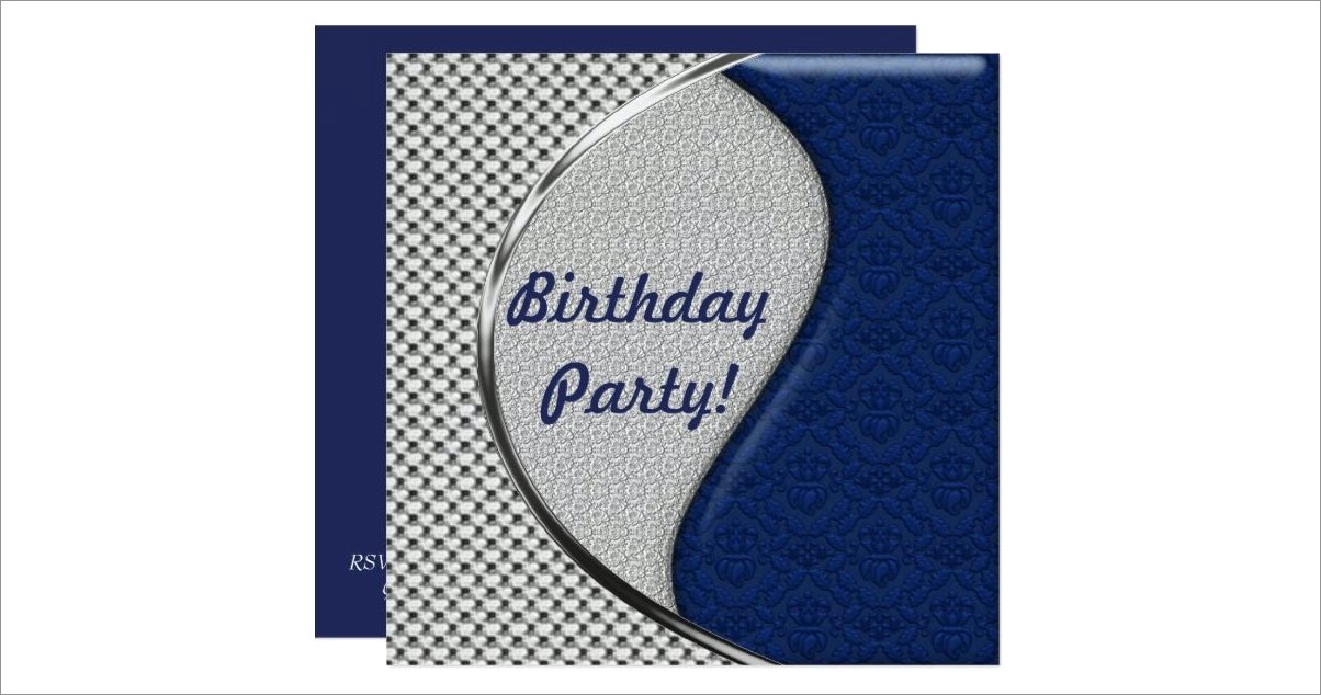 Blue And Silver Birthday Invitations
