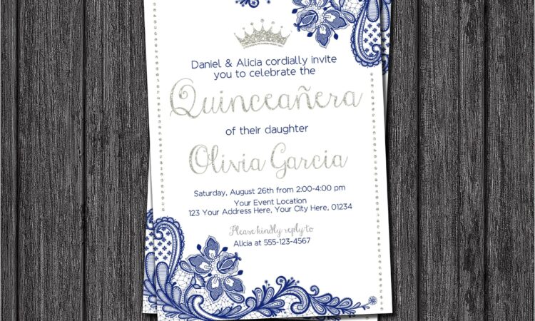 Blue And Silver Quinceanera Invitations