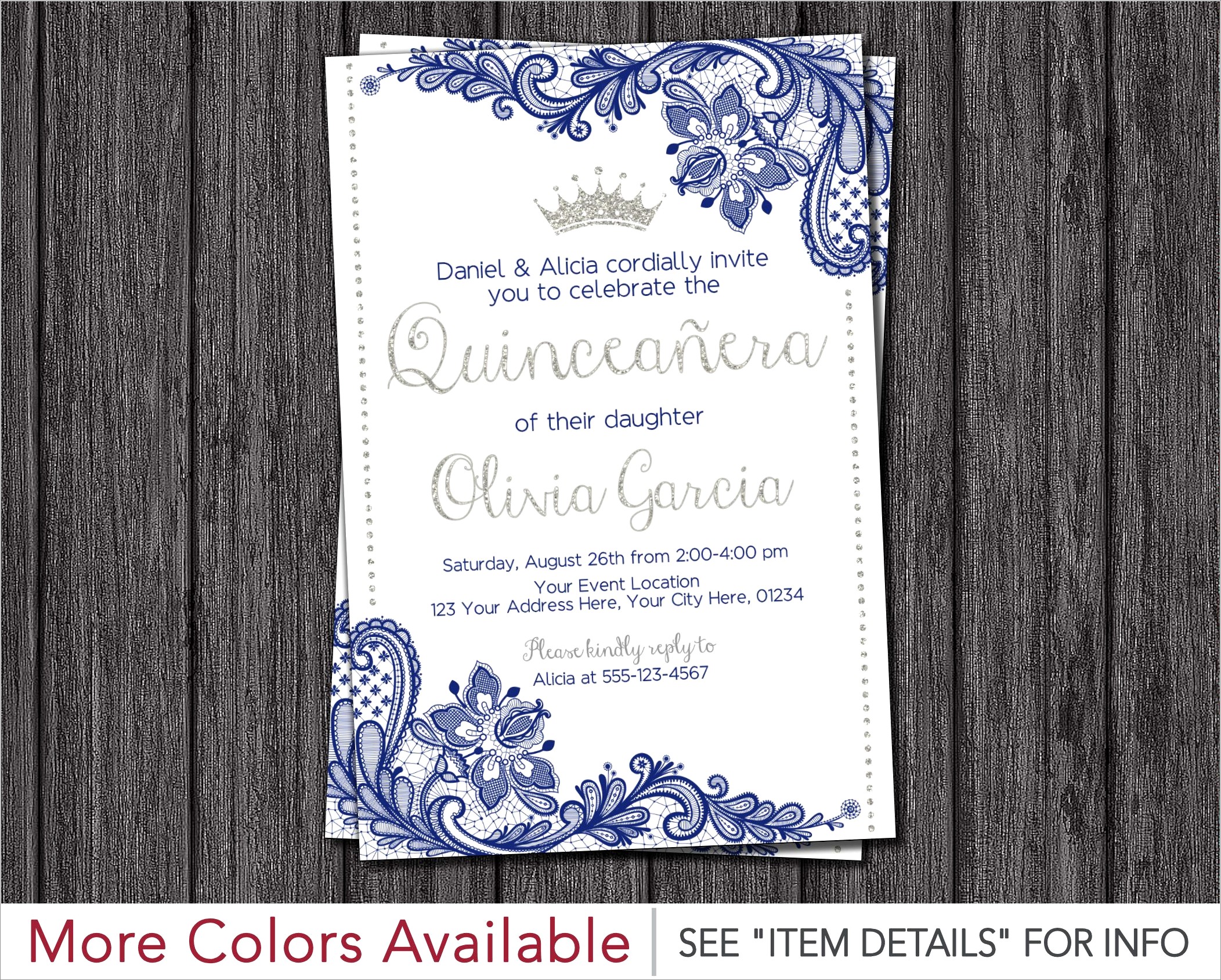Blue And Silver Quinceanera Invitations