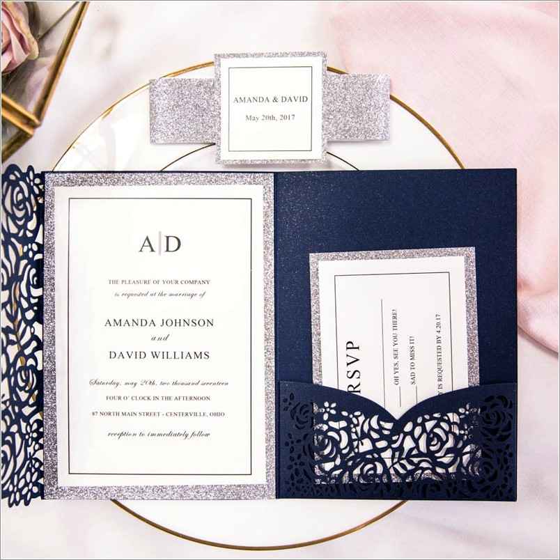 Blue And Silver Wedding Invitations