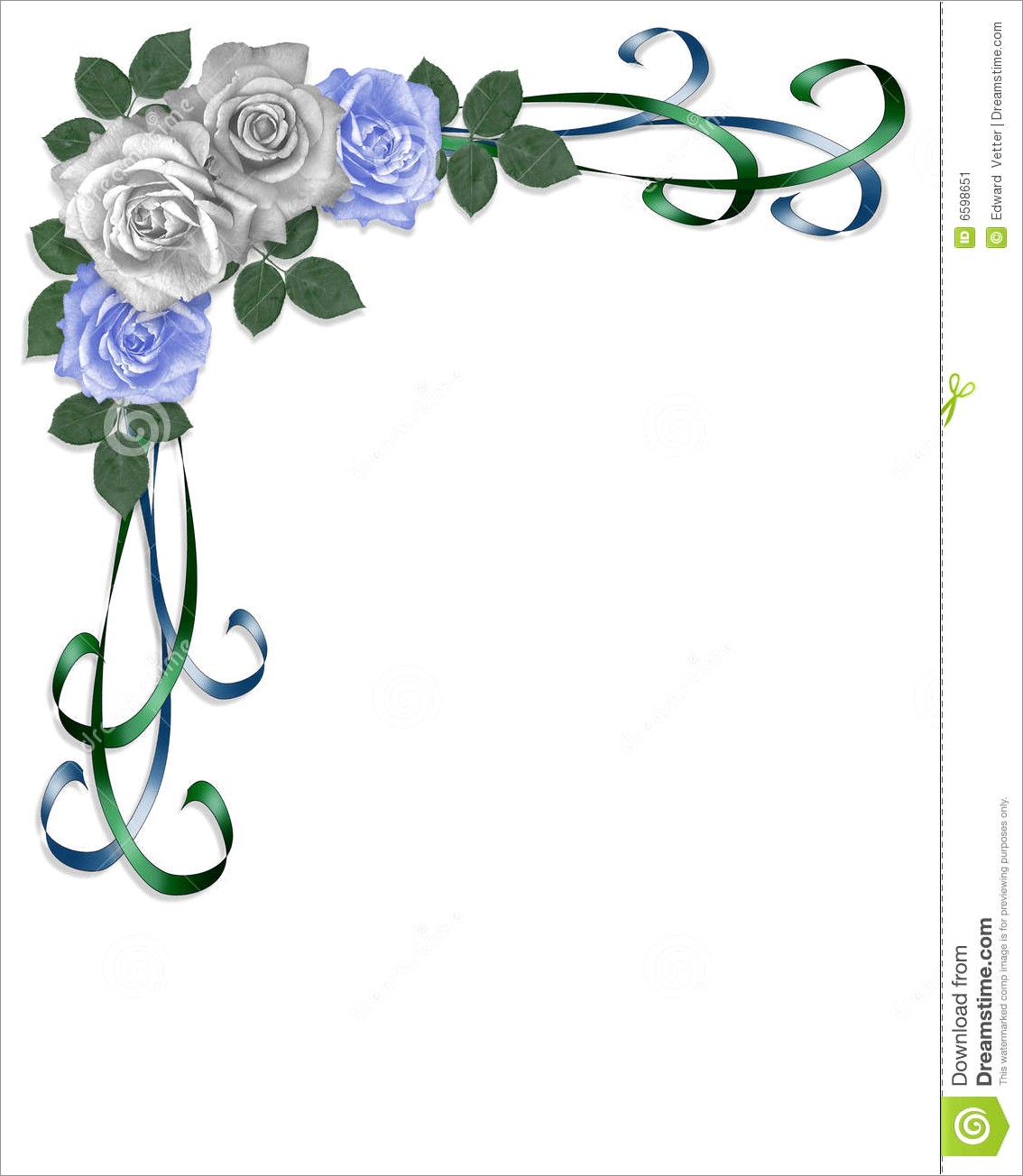 Blue Flower Border Design For Wedding Invitation