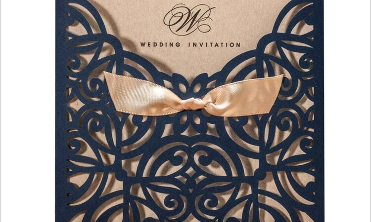 Blue Laser Cut Wedding Invitations