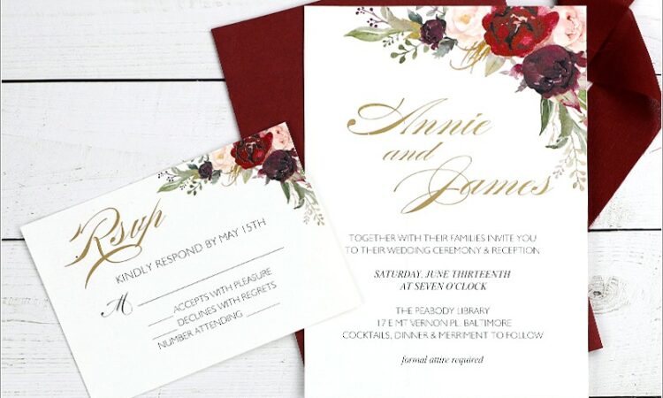 Blush And Burgundy Wedding Invitations