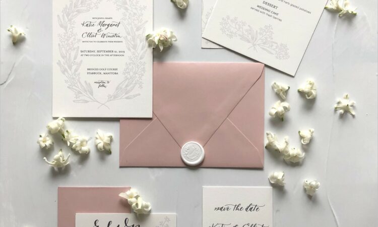 Blush And Grey Wedding Invitations