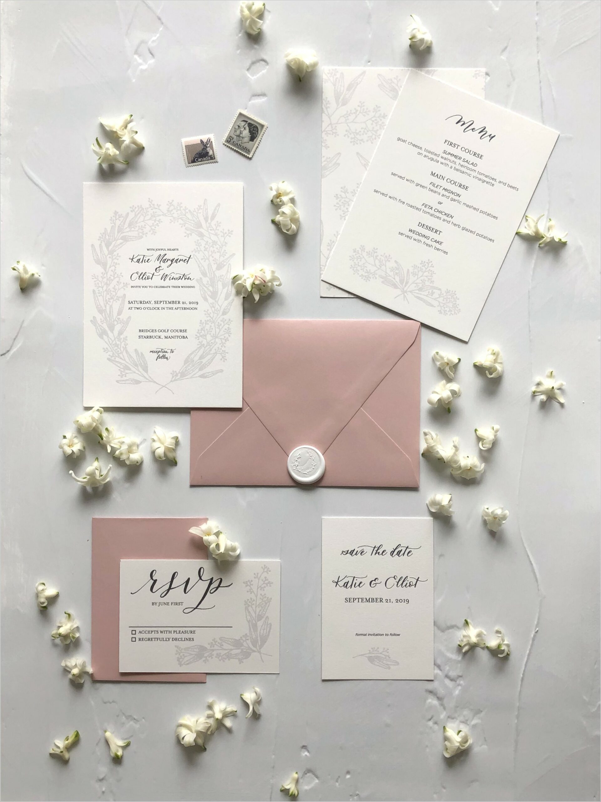 Blush And Grey Wedding Invitations