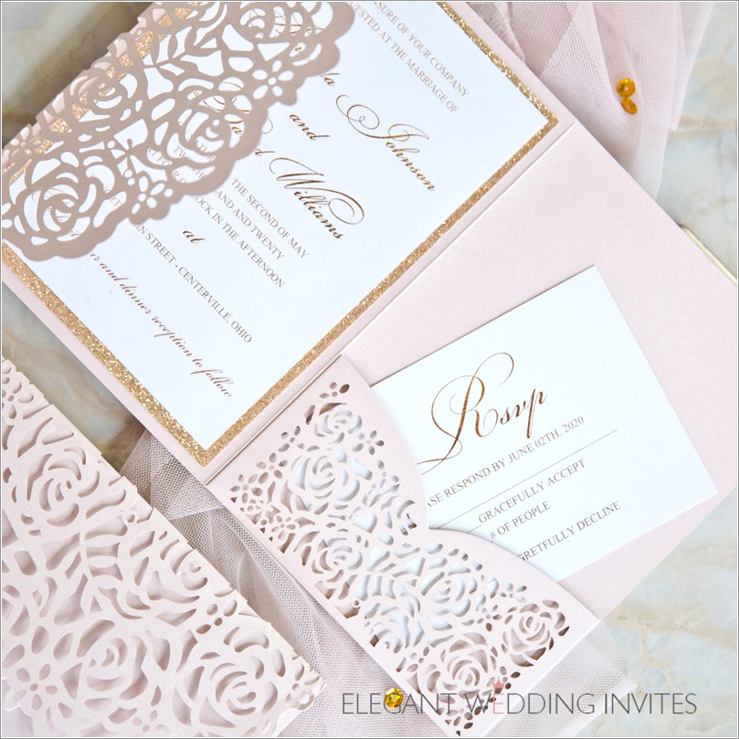 Blush And Rose Gold Wedding Invitations