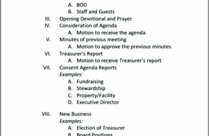 Board Meeting Agenda Format India