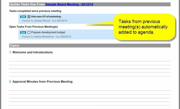 Board Meeting Agenda Template Free