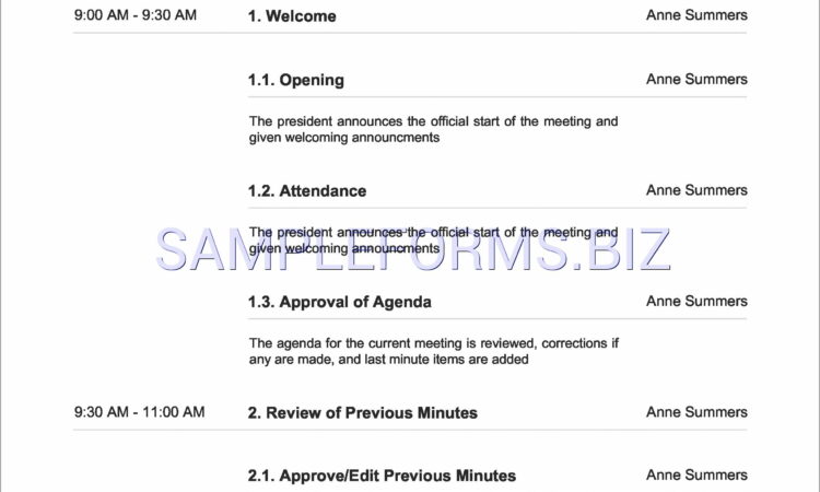 Board Meeting Agenda Template Pdf