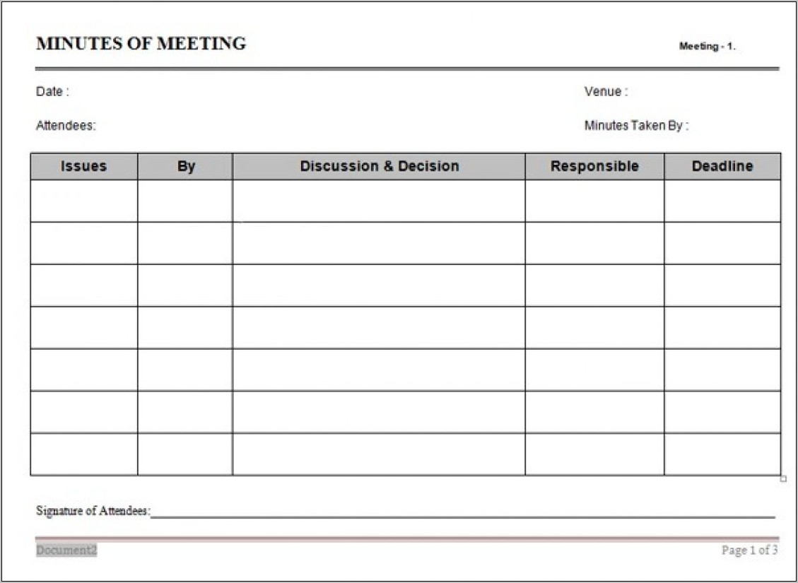 Board Meeting Minute Format