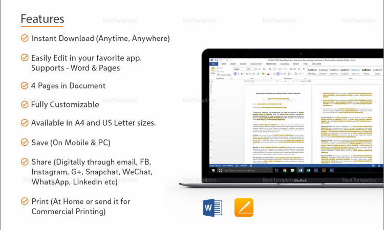 Board Of Directors Resolution Template Word