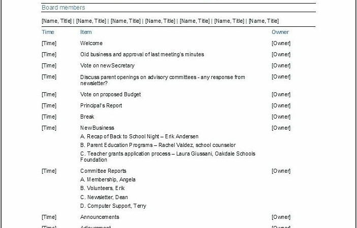 Board Of Trustees Meeting Agenda Template