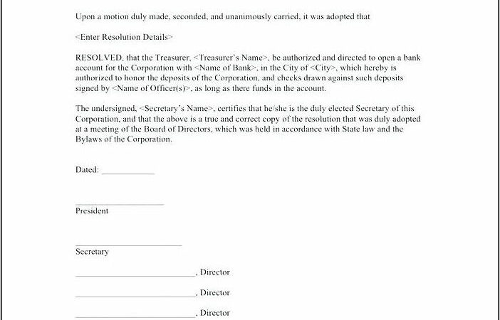 Board Resolution On Company Letterhead