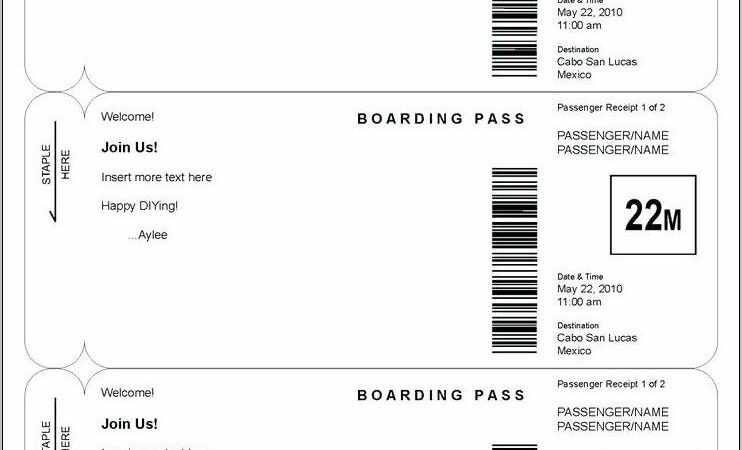 Boarding Pass Invitation Sleeve Template