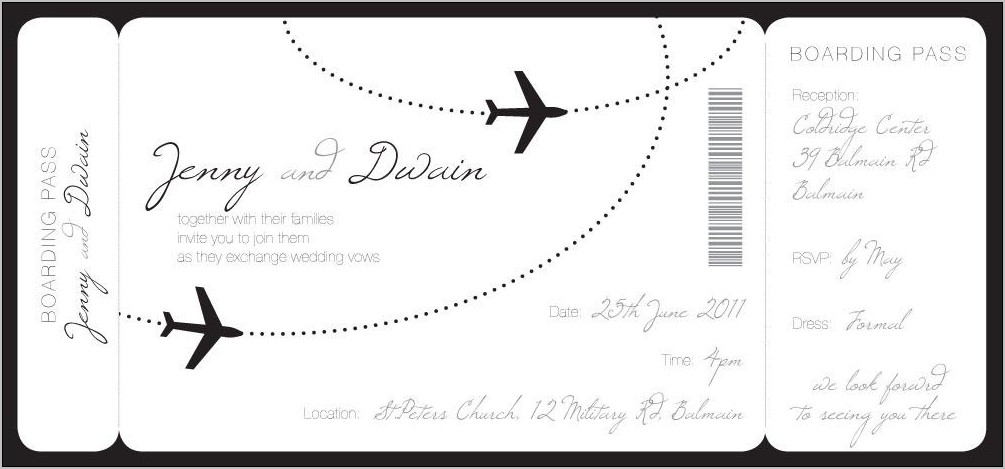 Boarding Pass Wedding Invitation Printable