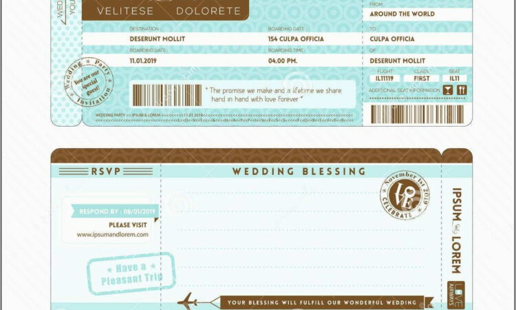 Boarding Pass Wedding Invitations Template Free