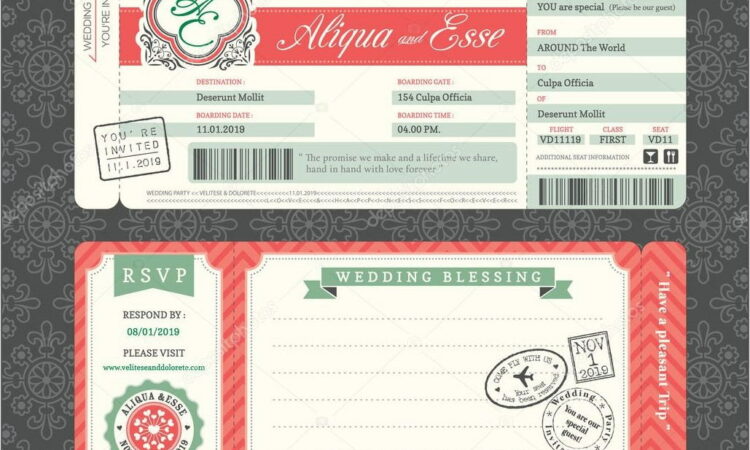 Boarding Pass Wedding Save The Date Template