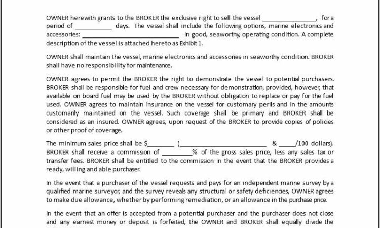 Boat Brokerage Agreement Template