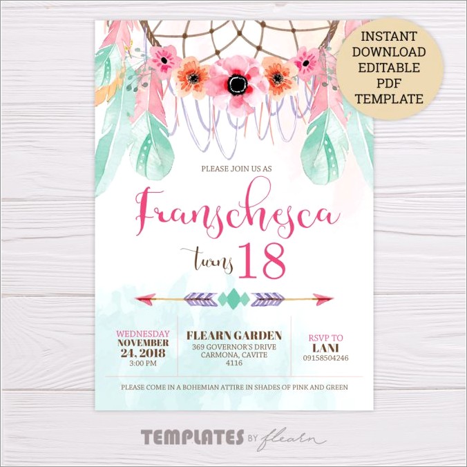 Boho Birthday Invitation Template Free