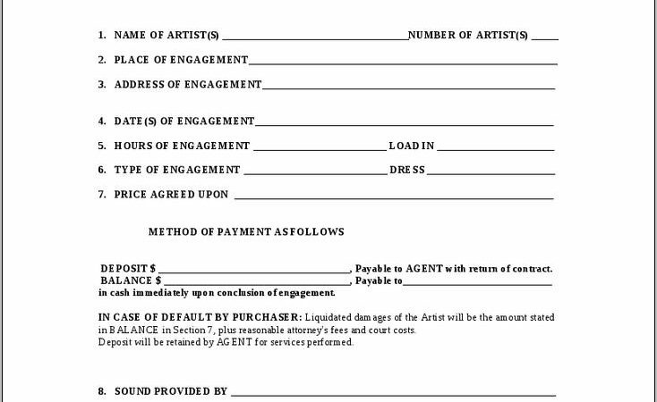 Booking Agent Contract Example