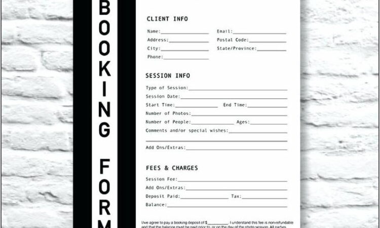 Booking Form Template Free Download