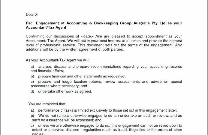 Bookkeeping Engagement Letter Template Uk