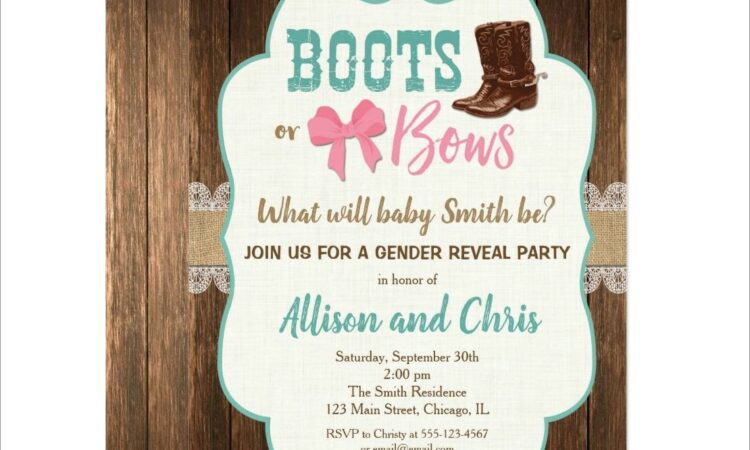 Boots Or Bows Gender Reveal Invitations