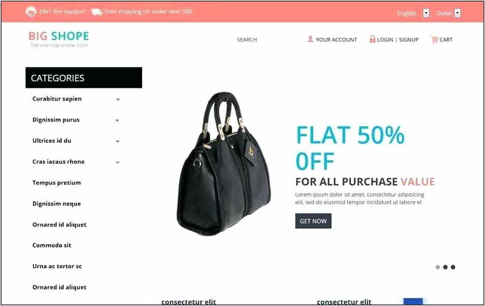 Bootstrap 4 Ecommerce Templates Free Download