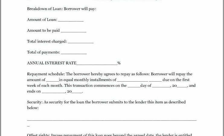 Borrowing Money Contract Template