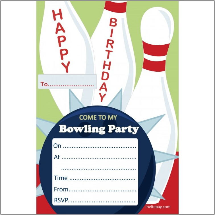 Bowling Birthday Invitation Templates