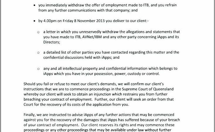 Breach Of Employment Contract Letter Template