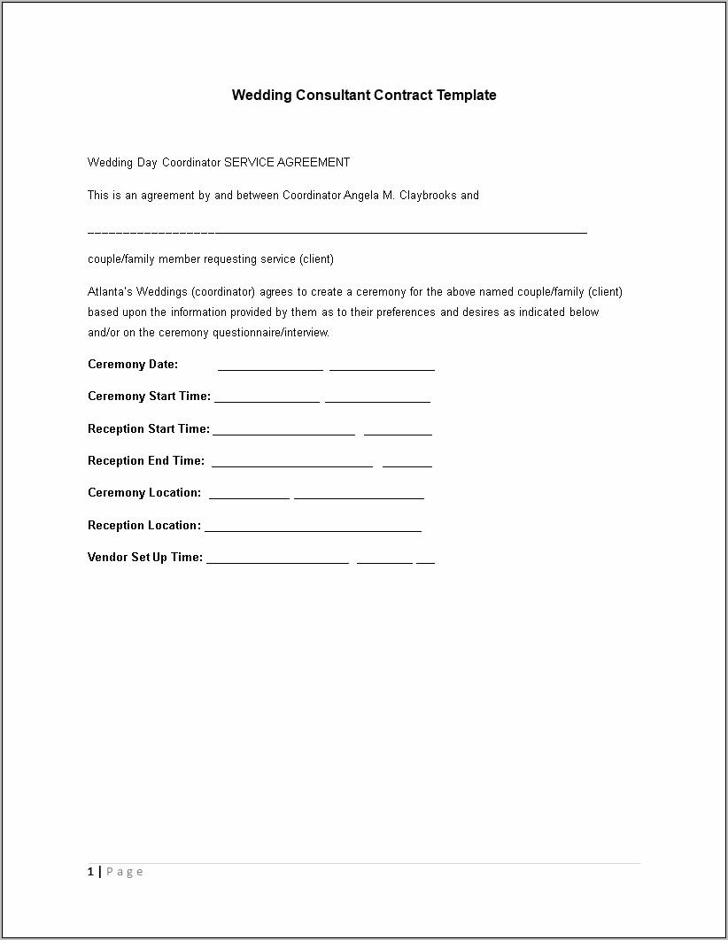 Bridal Consultant Contract Template