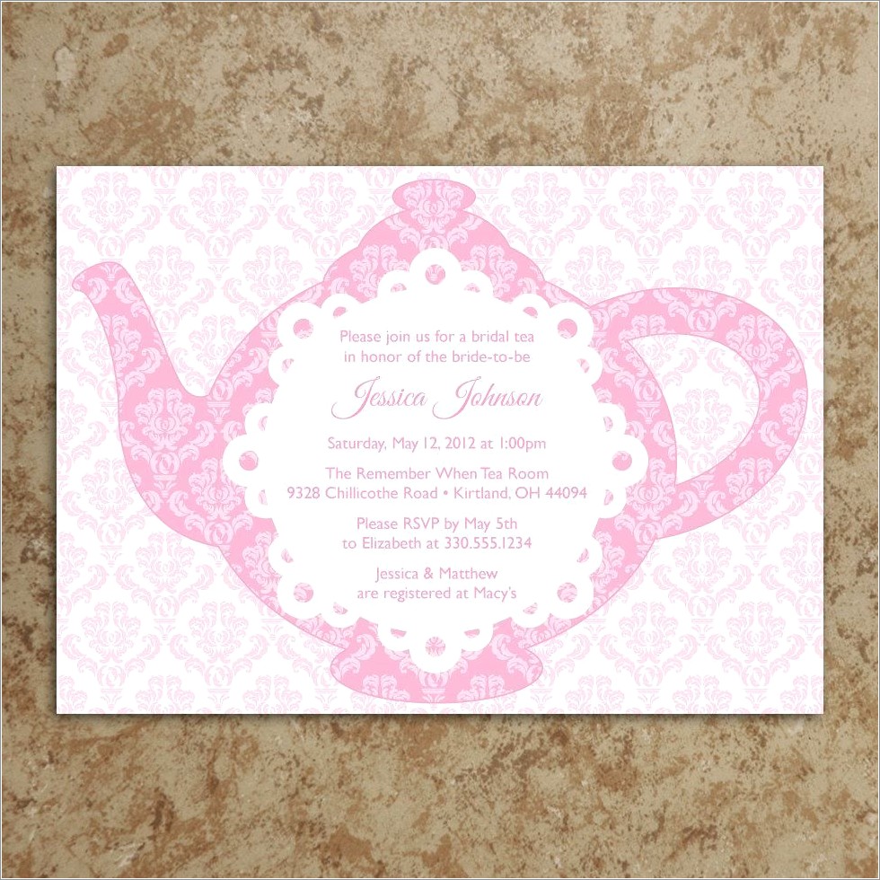 Bridal Tea Invitation Wording