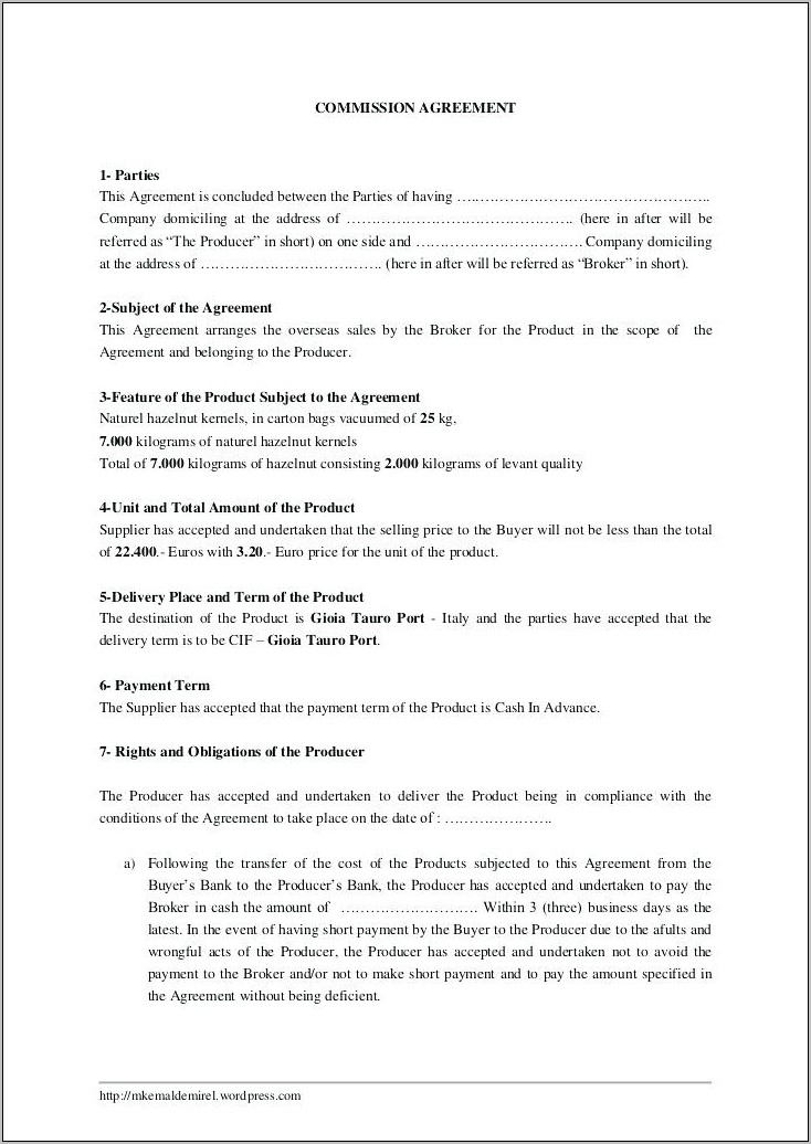 Broker Commission Contract Template