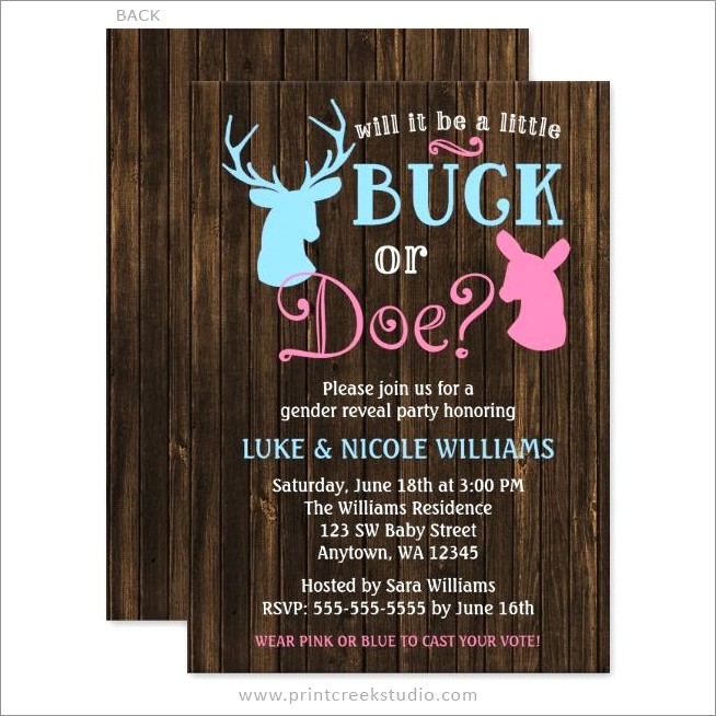 Buck Or Doe Gender Reveal Invitations