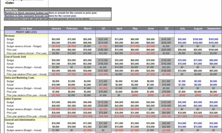 Budget Forecast Spreadsheet Template