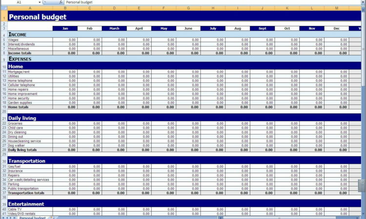 Budget Spreadsheet Template Monthly