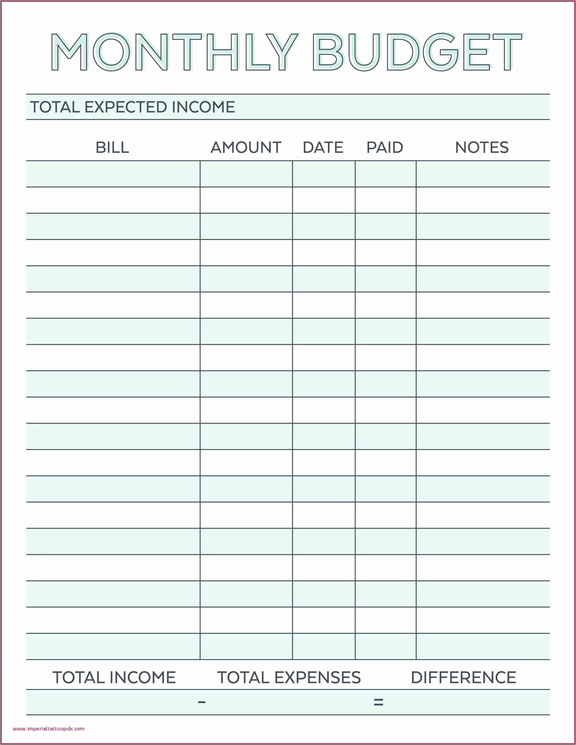 Budget Spreadsheet Template Weekly