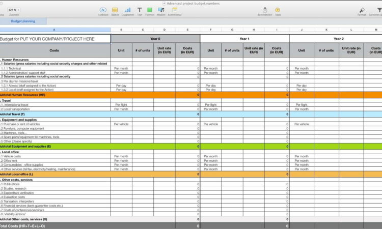 Budget Template For Numbers Free