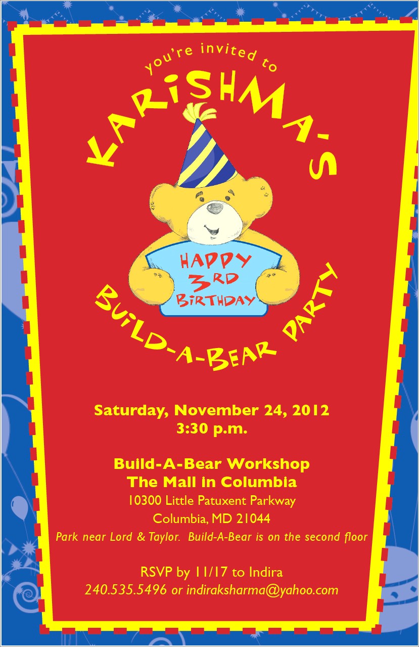 Build A Bear Birthday Invitations
