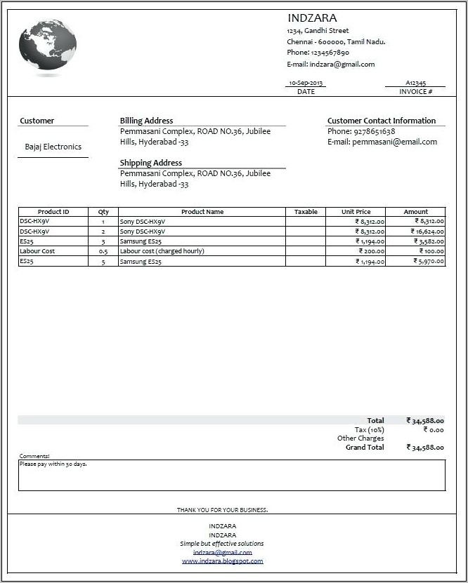 Builders Invoice Template Free Download